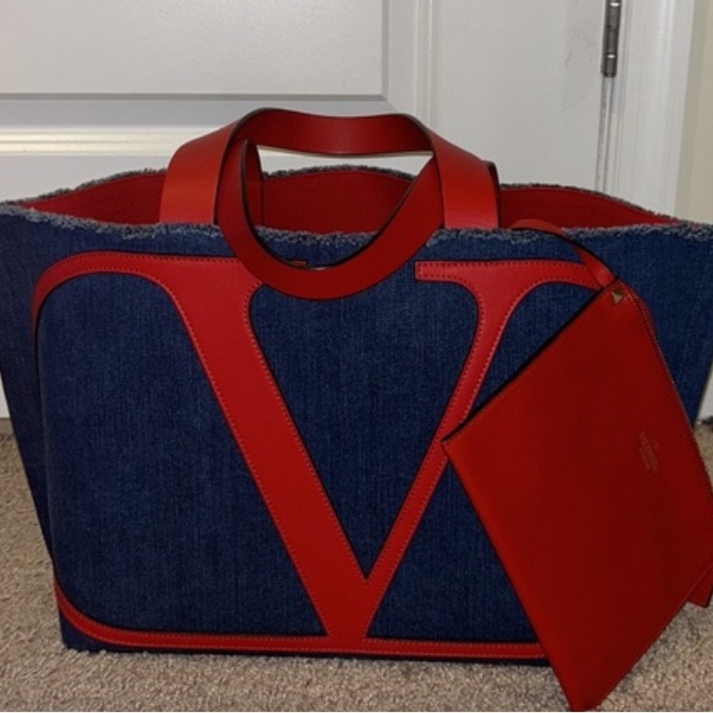 Valentino Garavani Vlogo denim tote bag